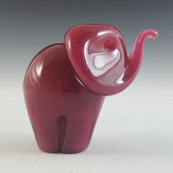 (image for) MARKED Langham Pink Glass Vintage Elephant Figurine