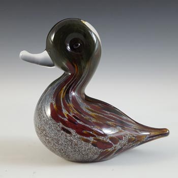 (image for) MARKED Langham Speckled Brown British Glass Duck Sculpture