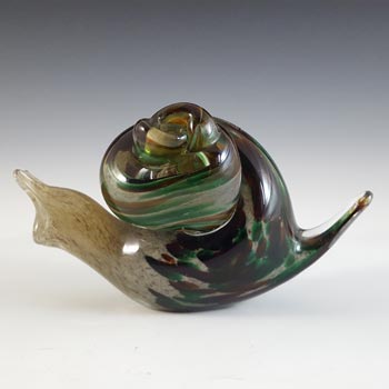 (image for) MARKED & LABELLED Langham Green & Brown Glass Snail Sculpture
