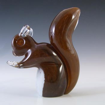 (image for) MARKED Langham British Vintage Brown & White Glass Squirrel