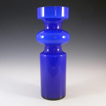(image for) Lindshammar Vintage Swedish Blue Cased Hooped Glass Vase