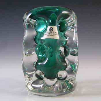 LABELLED Liskeard Green Glass "Knobbly" Vase by Jim Dyer