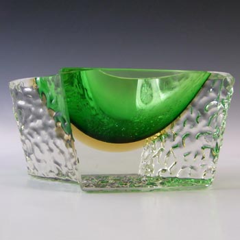(image for) Mandruzzato Murano Faceted Green & Amber Sommerso Glass Bowl