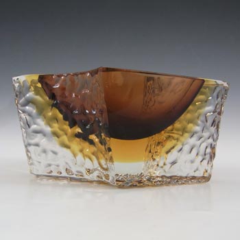 (image for) Mandruzzato Murano Faceted Brown & Amber Sommerso Glass Bowl