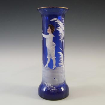 (image for) Mary Gregory Victorian Hand Enamelled Blue Glass Vase