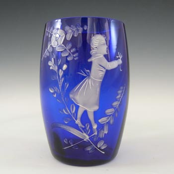 (image for) Mary Gregory Victorian Hand Enamelled Blue Glass Vase