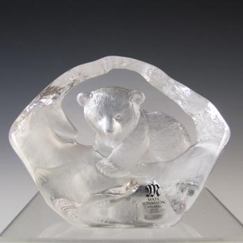 (image for) Mats Jonasson #3549 Swedish Glass Bear Paperweight - Signed