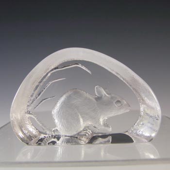 SIGNED & LABELLED Mats Jonasson Glass Mouse Paperweight
