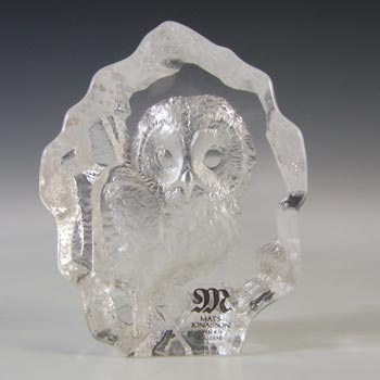 (image for) Mats Jonasson #88116 Swedish Glass Owl Paperweight - Signed