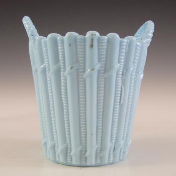 Victorian Blue Vitro-Porcelain / Milk Glass Antique Basket Bowl