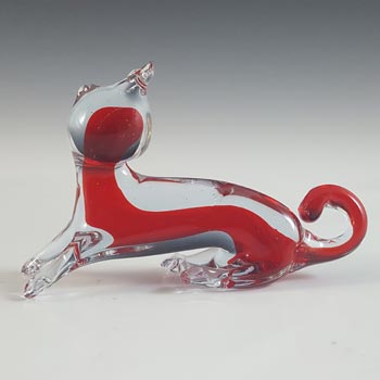 (image for) Murano Red & Blue / Lilac Neodymium Sommerso Glass Cat