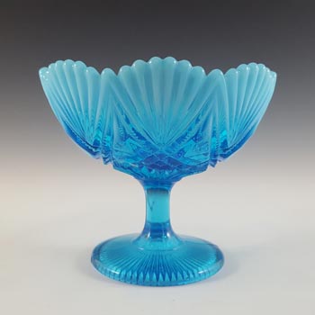 (image for) Davidson Blue Pearline Glass 'Victoria & Albert' Footed Bowl