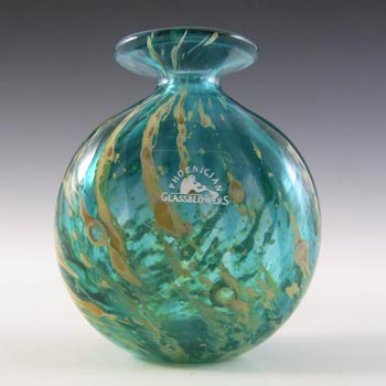 (image for) SIGNED & LABELLED Phoenician Vintage Blue & Yellow Glass Vase