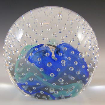 (image for) BOXED Caithness Vintage Blue Glass "Reflections '93" Paperweight