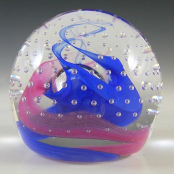 (image for) BOXED Caithness Pink & Blue Glass "Reflections '95" Paperweight