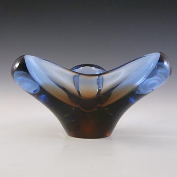 (image for) Skrdlovice #5991 Czech Brown & Blue Glass Bowl by Emanuel Beránek