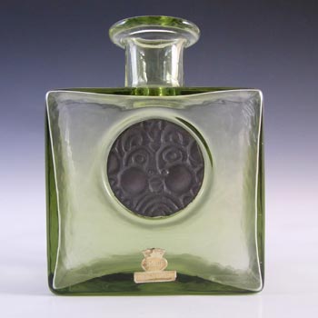 (image for) SIGNED & LABELLED Skruf Swedish Green Glass Bottle Vase