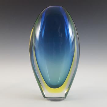 (image for) Arte Nuova Murano Sommerso Blue & Uranium Yellow Glass Vase