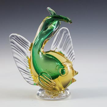 (image for) Artistica Murano CCC Green & Amber Sommerso Glass Vintage Fish Sculpture