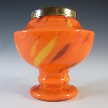 (image for) Czech Red & Orange Art Deco Spatter Glass Posy Vase