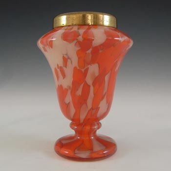 (image for) Czech Red & Pink Spatter / Splatter Glass Posy Vase