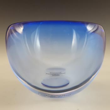 (image for) SIGNED Studioglas Strömbergshyttan Swedish Blue Glass Bowl