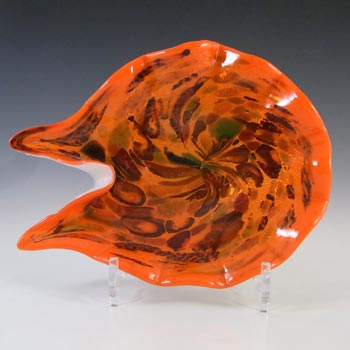 (image for) Vetro Artistico Veneziano Murano Silver Leaf Orange Glass Bowl