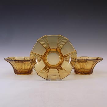 (image for) Walther & Söhne Set of 3 Art Deco Amber Glass 'Athene' Bowls