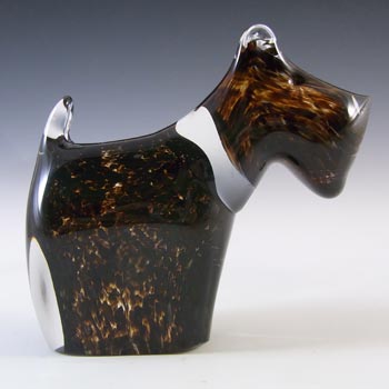 (image for) MARKED Wedgwood Brown Glass Scottie Dog / Terrier SG418