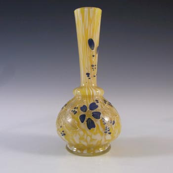 (image for) Welz Bohemian Lemon Yellow & White Spatter Glass Enamelled Vase