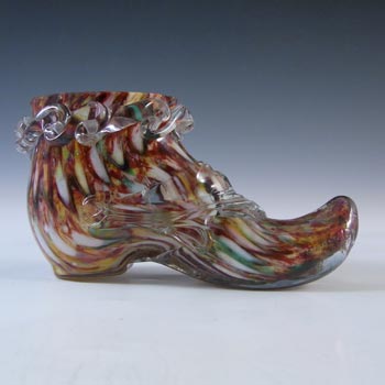 (image for) Welz Bohemian Honeycomb Spatter Glass Shoe Posy Vase