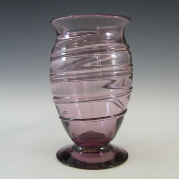 (image for) Whitefriars #9297 Amethyst Glass Ribbon Trail Vase - Labelled