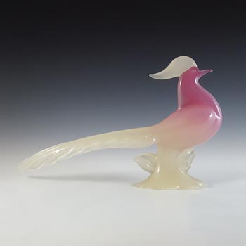 (image for) Archimede Seguso Alabastro Pink Murano Glass Pheasant Bird