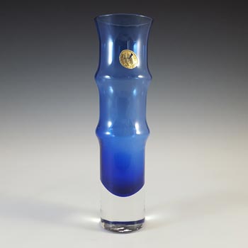 (image for) Aseda Swedish Blue Glass Bamboo 7.5" Vase by Bo Borgstrom #B5/80