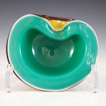 (image for) Barbini Murano Green, White & Amber Glass Biomorphic Bowl