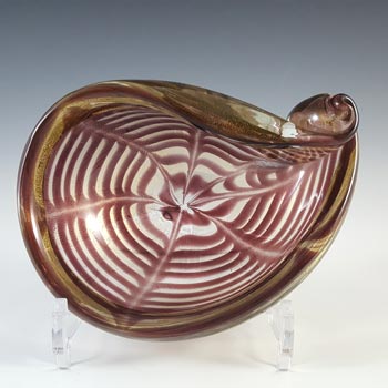(image for) Barovier & Toso 'Graffati' Murano Gold Leaf Purple Glass Bowl