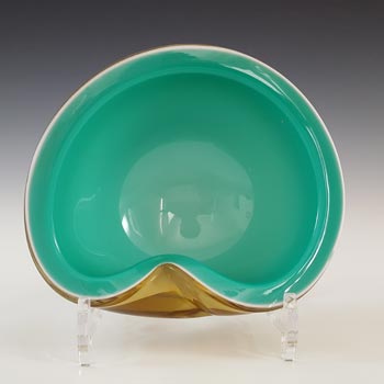 (image for) Barbini Murano Green, White & Amber Glass Biomorphic Bowl