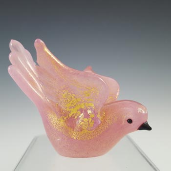 (image for) Barovier & Toso Murano Gold Leaf Pink Glass Bird Sculpture
