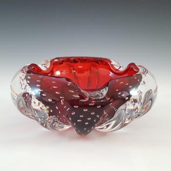 (image for) Aseda #667 Swedish Vintage Red Glass Bubble Ashtray Bowl