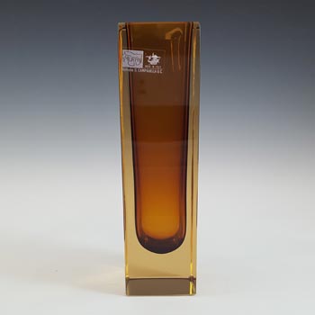 (image for) Campanella Murano Faceted Brown & Amber Sommerso Glass Vase