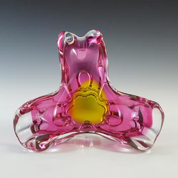 (image for) Chřibská #127/5/15 Czech Pink & Orange Glass Ashtray Bowl