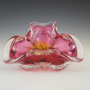(image for) Chřibská #240/5/18 Czech Pink & Orange Glass Bowl by Josef Hospodka