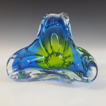 (image for) Chřibská #127/5/15 Czech Blue & Green Glass Ashtray Bowl