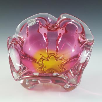 (image for) Chřibská #155/5/16 Czech Pink & Orange Glass Ashtray Bowl