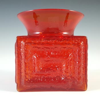 Dartington #FT72 Frank Thrower Flame Red Glass Greek Key Vase
