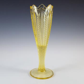 (image for) Tiara Glass Vintage Yellow 'Ribbon' Vase by Indiana Glass