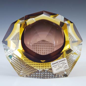 (image for) Mandruzzato Murano Faceted Brown & Amber Sommerso Glass Bowl