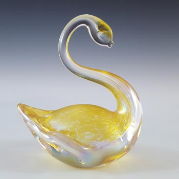 (image for) Heron Glass Yellow Iridescent Swan Sculpture / Figurine
