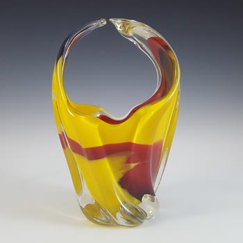 (image for) Iwatsu Japanese Multicoloured Cased Glass Retro Basket Vase