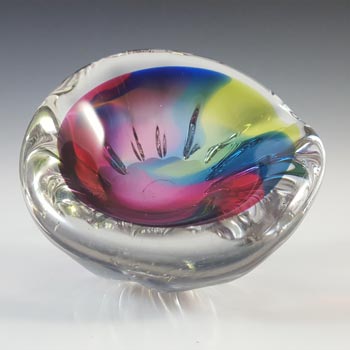 (image for) Japanese Vintage Pink, Blue & Yellow Rainbow Glass Bowl